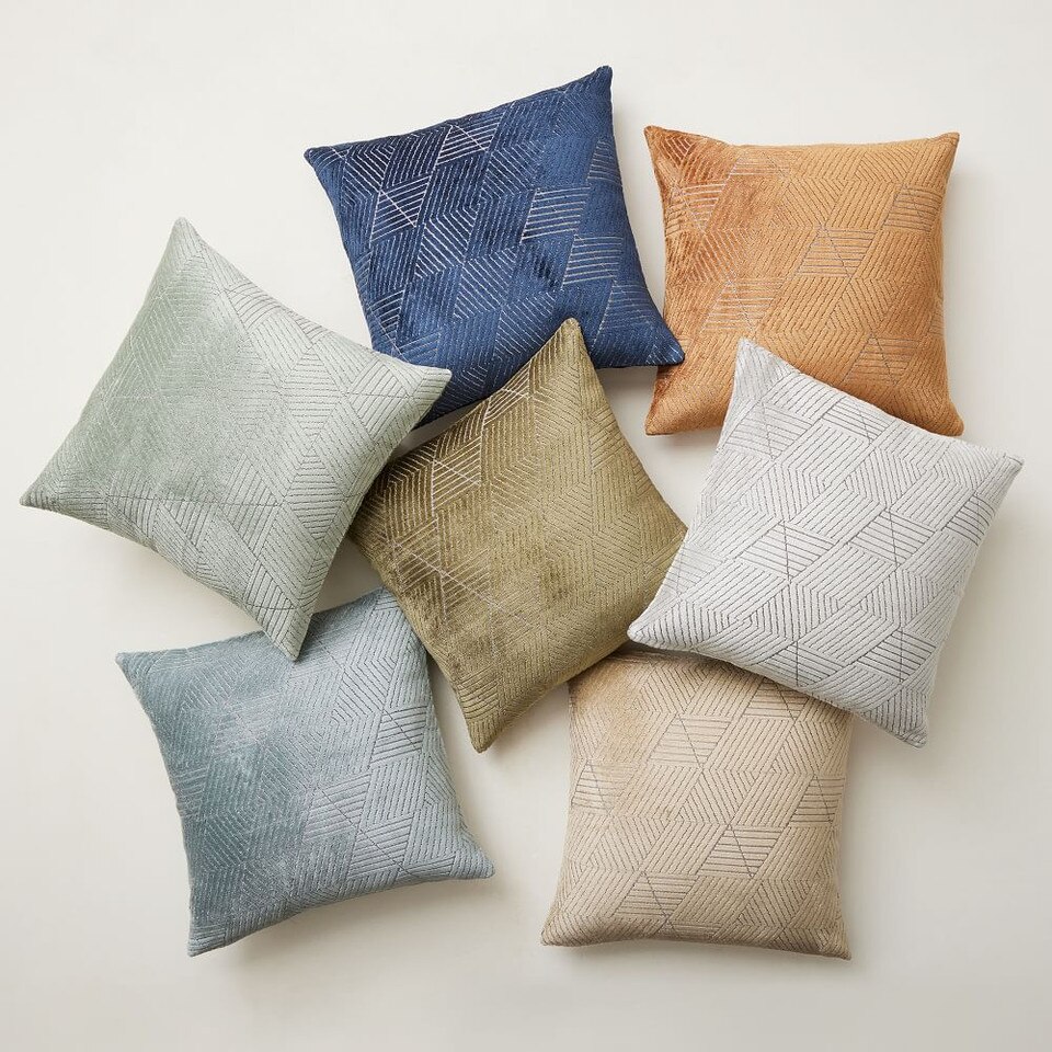Geo Facet Jacquard Velvet Pillow Cover West Elm Australia